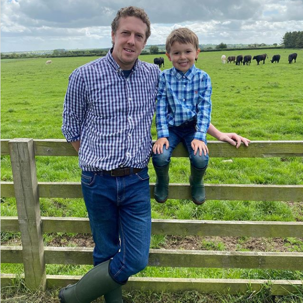 Dad and son in greenwellies